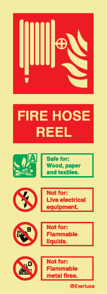 Everlux Hose Reel I.D. Sign 75mm x 200mm - Fire Products Direct